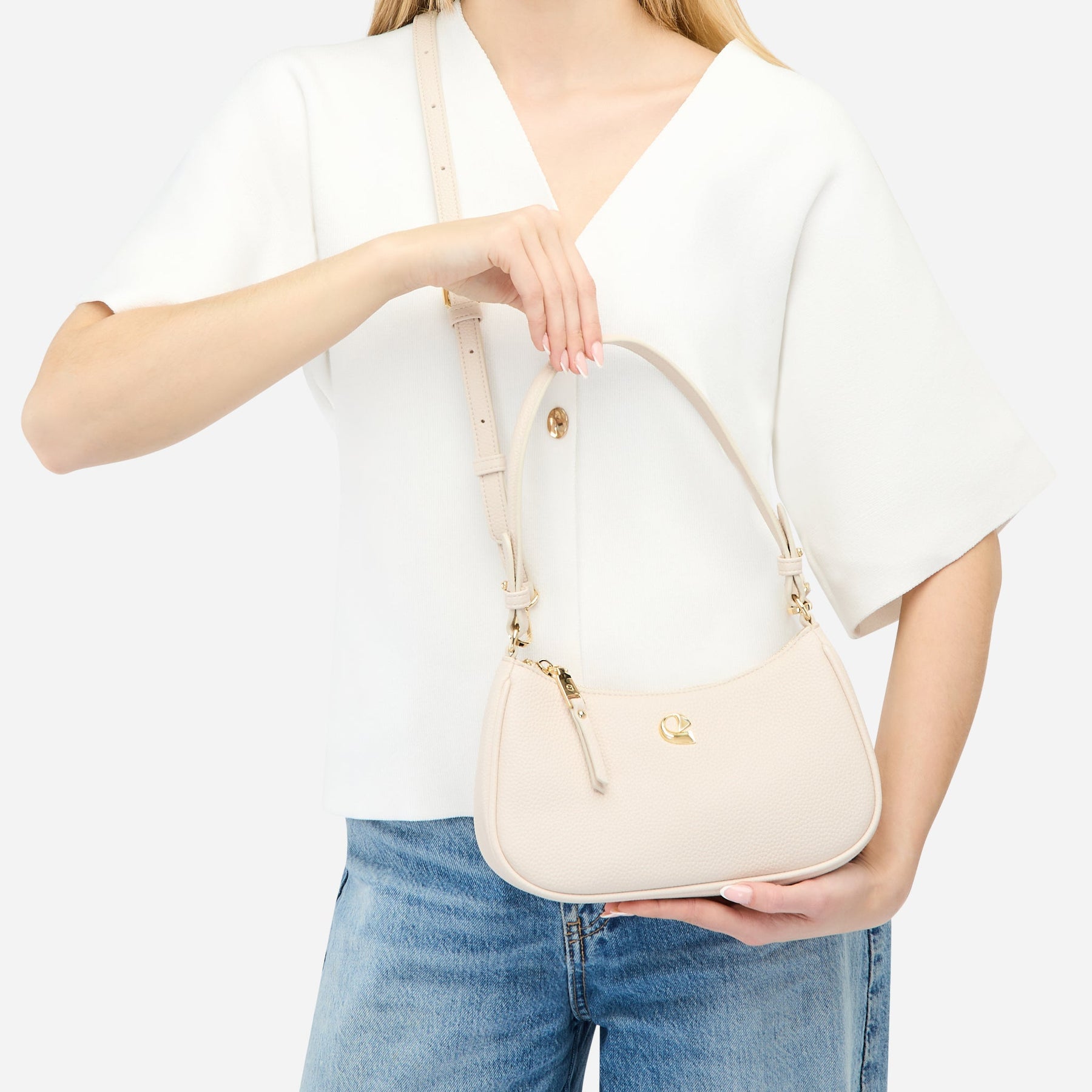Sac Lune grainé - blanc cassé