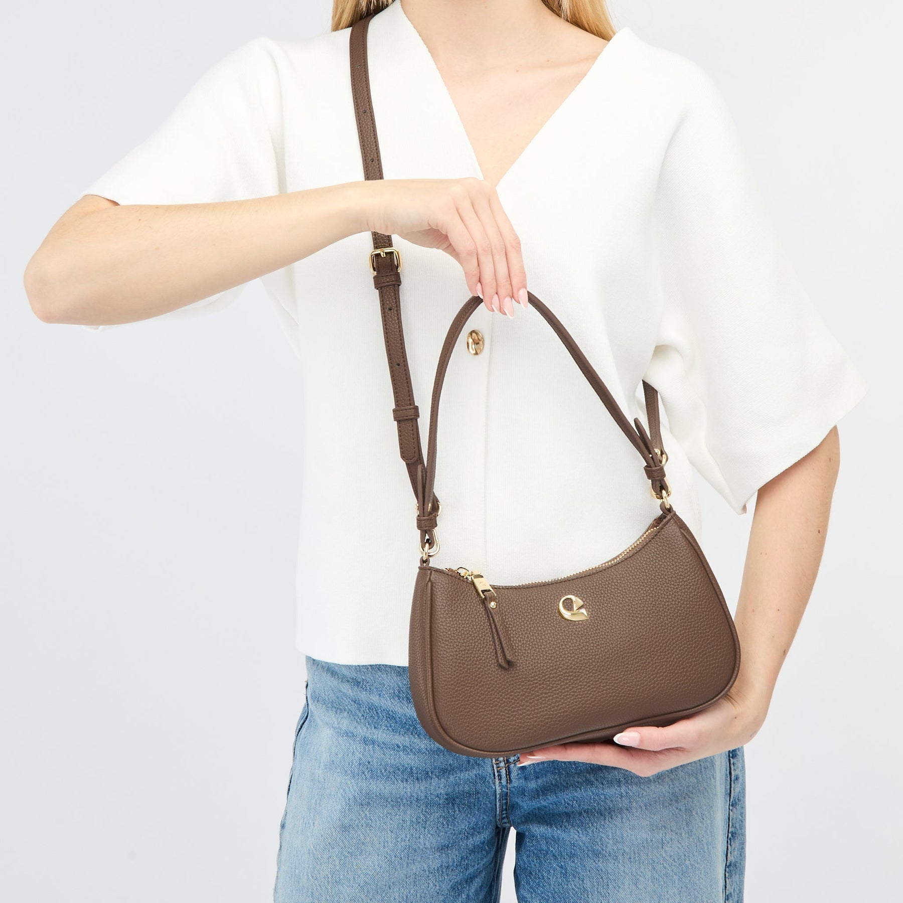 Sac Lune grainé - marron glacé