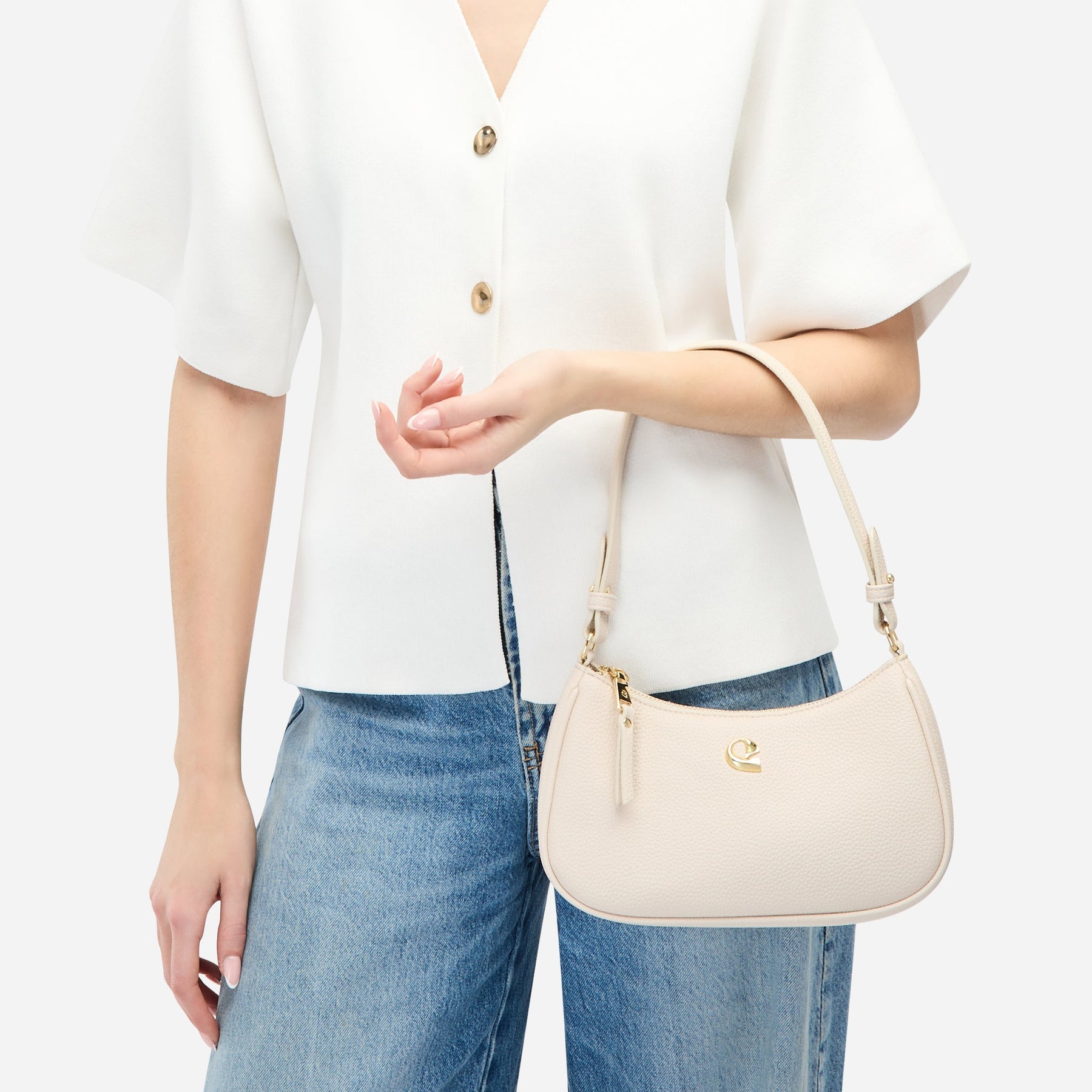 Sac Lune grainé - blanc cassé