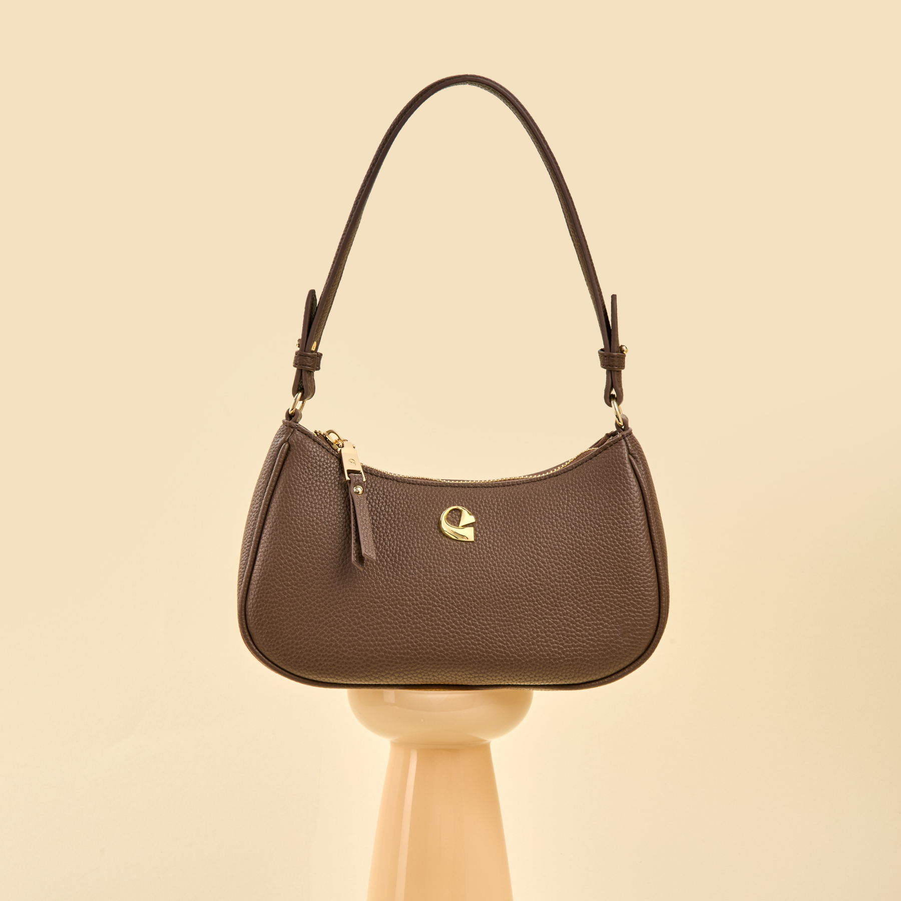 Sac Lune grainé - marron glacé
